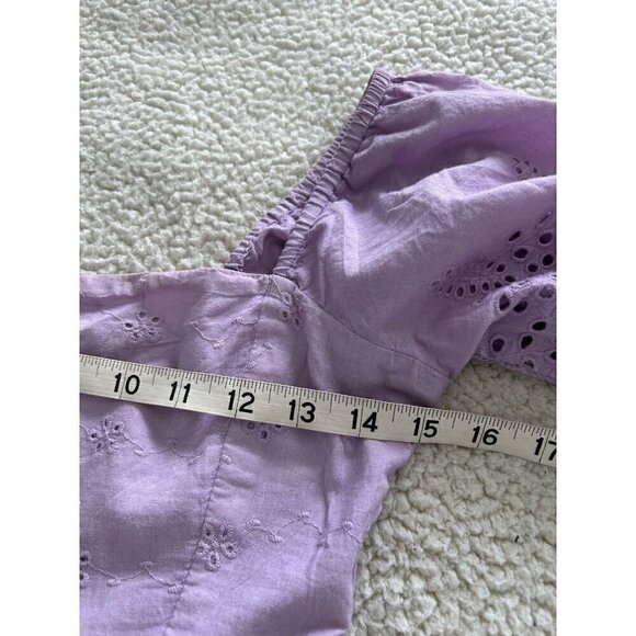 Walter Baker Novalee Top Lavender Eyelet Square Neck Short Puff Sleeve - Picture 11 of 16